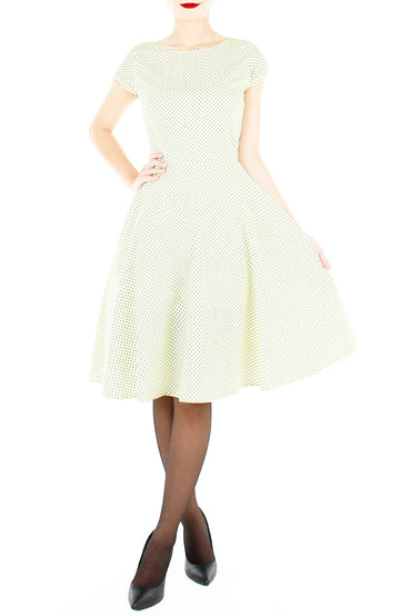 Darling Dots Flare Tea Dress - Antique Ivory